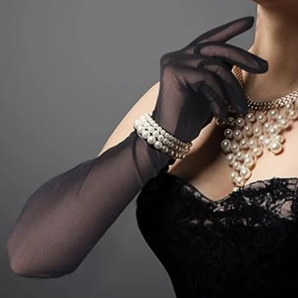 Long Gloves in Black Mesh New Women's Opera Gloves
